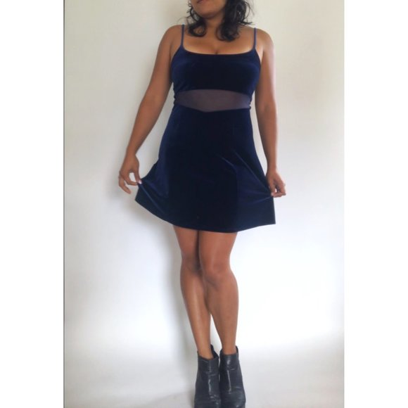 Bonelly Collection Navy Velvet Mini Dress | Fits Size Medium - Picture 1 of 5